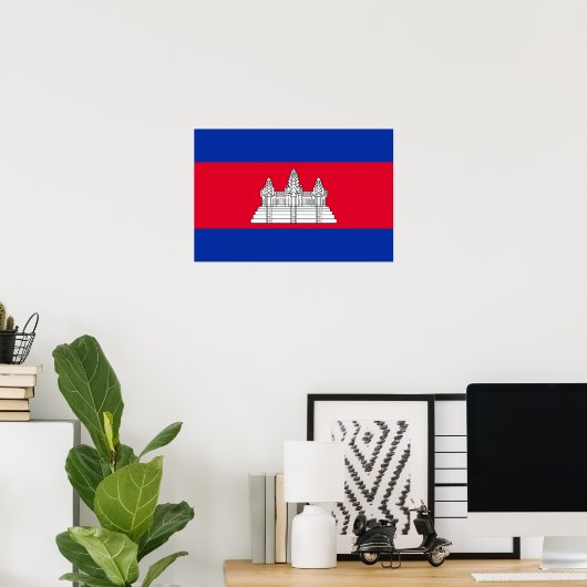 Patriotic Cambodia Flag ポスター (ホームオフィス)