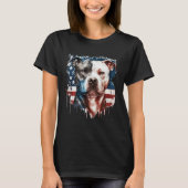 Patriotic Canine A Pitbull with American Flag Tシャツ (正面)