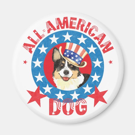 Patriotic Cardigan Welsh Corgi Magnet マグネット (正面)
