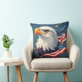 Patriotic Cartoon Eagle with American Flag クッション (椅子)
