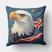 Patriotic Cartoon Eagle with American Flag クッション (裏面)