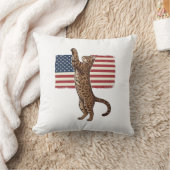 Patriotic Cat American Flag Vintage Vector Design_ クッション (ブランケット)
