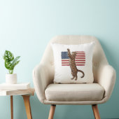 Patriotic Cat American Flag Vintage Vector Design_ クッション (椅子)