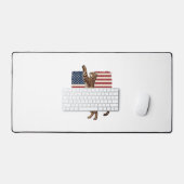 Patriotic Cat American Flag Vintage Vector Design_ デスクマット (キーボード&マウス)