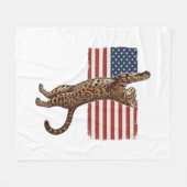 Patriotic Cat American Flag Vintage Vector Design_ フリースブランケット (正面(横))
