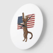 Patriotic Cat American Flag Vintage Vector Design_ ラージ壁時計 (傾斜)