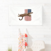 Patriotic Cat American Flag Vintage Vector Design_ 横断幕 (インサイチュ)