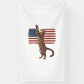 Patriotic Cat American Flag Vintage Vector Design_ 横断幕 (縦)
