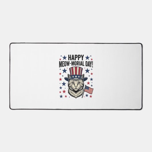 Patriotic Cat Meow-Morial Day Vintage Vector Desig デスクマット (正面)