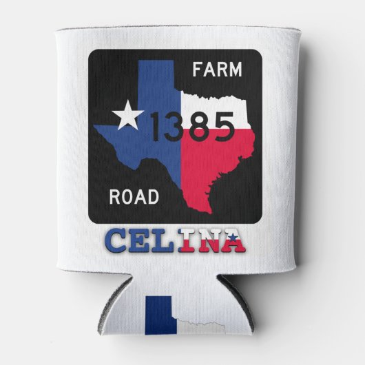 Patriotic Celina, TX & テキサス州ロングホーンクーラーボックス 缶クーラー (正面)