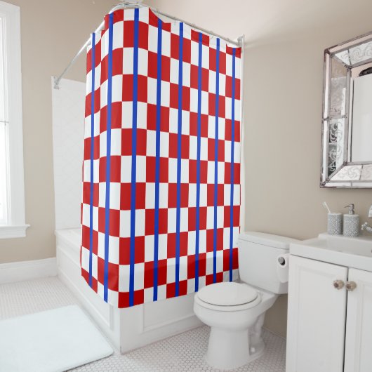 Patriotic Checker Stripe Shower Curtain シャワーカーテン (インサイチュ)