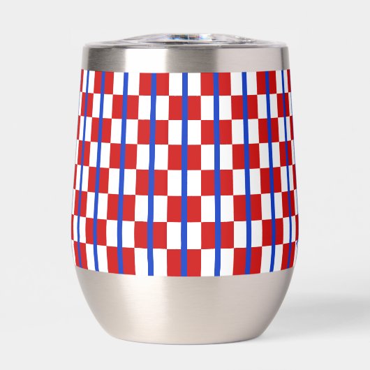 Patriotic Checker Stripe Stemless Wine Tumbler (正面)