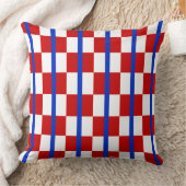 Patriotic Checker Stripe Throw Pillow クッション (ブランケット)