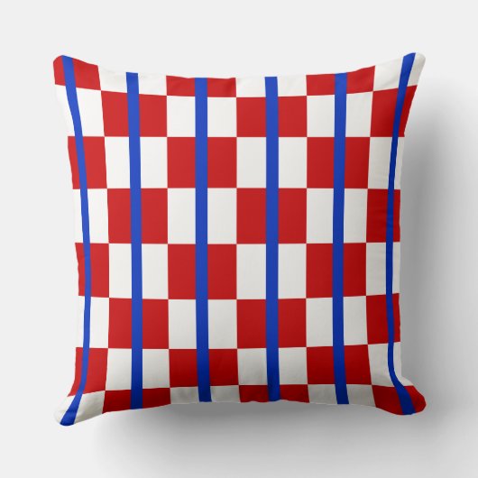 Patriotic Checker Stripe Throw Pillow クッション (裏面)