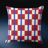 Patriotic Checker Stripe Throw Pillow クッション