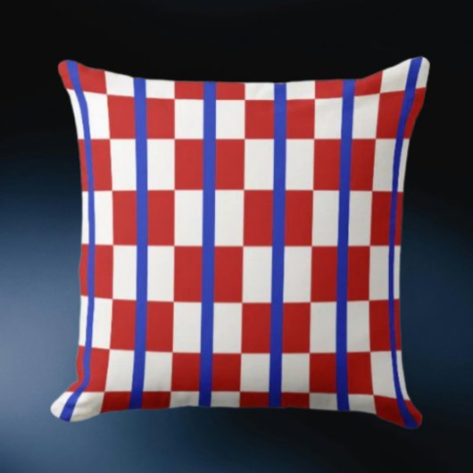 Patriotic Checker Stripe Throw Pillow クッション