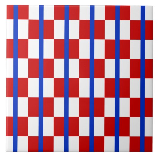 Patriotic Checkerboard Ceramic Tile タイル (正面)