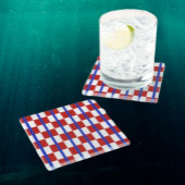 Patriotic Checkerboard Drink Coaster ガラスコースター
