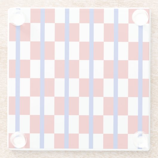 Patriotic Checkerboard Drink Coaster ガラスコースター (裏面)