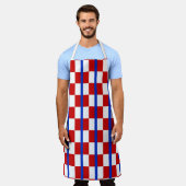 Patriotic Checkerboard Kitchen Apron エプロン (着用した状態)