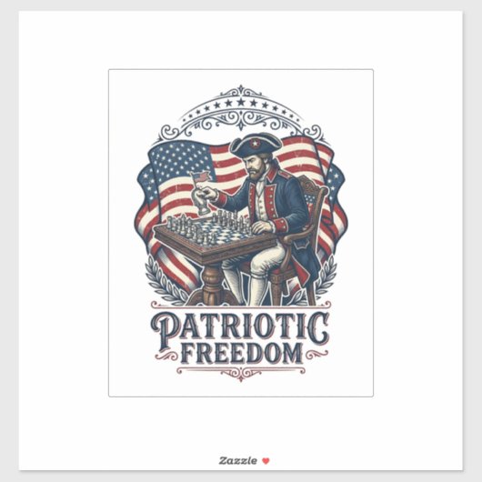Patriotic Chess Player Vector Graphic Tee シール (シート)