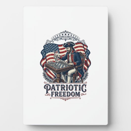 Patriotic Chess Player Vector Graphic Tee フォトプラーク (正面)