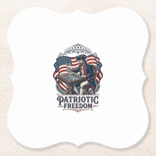 Patriotic Chess Player Vector Graphic Tee ペーパーコースター (正面)