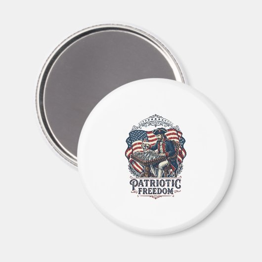 Patriotic Chess Player Vector Graphic Tee マグネット (正面/裏面)