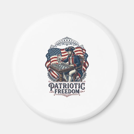 Patriotic Chess Player Vector Graphic Tee マグネット (正面)