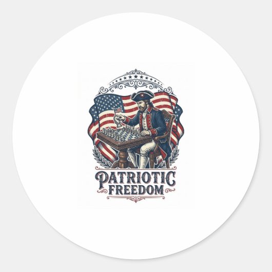 Patriotic Chess Player Vector Graphic Tee ラウンドシール (正面)