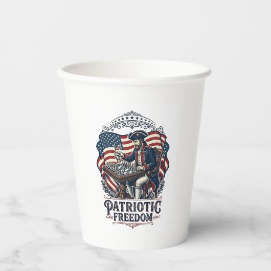 Patriotic Chess Player Vector Graphic Tee 紙コップ (正面)