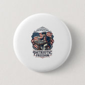 Patriotic Chess Player Vector Graphic Tee 缶バッジ (正面)