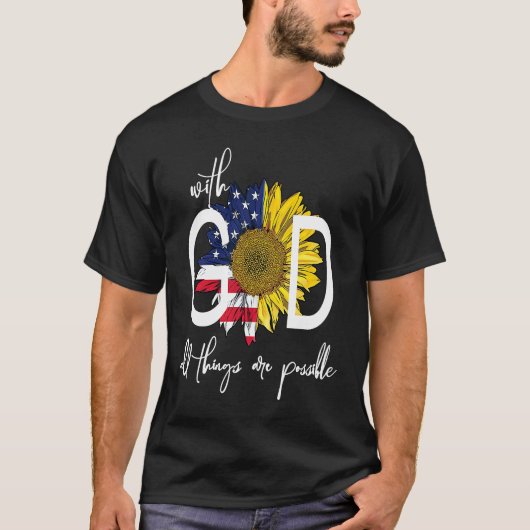 Patriotic Christian USA With God All Things Are Po Tシャツ (正面)