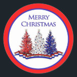 PATRIOTIC CHRISTMAS COLLECTION – スタンプ ラウンドシール<br><div class="desc">クリスマス休暇中の軍隊の男性と女性のための愛国的なクリスマスツリーコレクション。検索： Trudy Wilkersonによるインプレッション – コレクション – 愛国的なクリスマス</div>