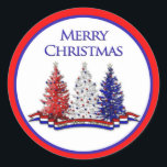 PATRIOTIC CHRISTMAS COLLECTION – スタンプ ラウンドシール<br><div class="desc">クリスマス休暇中の軍隊の男性と女性のための愛国的なクリスマスツリーコレクション。検索： Trudy Wilkersonによるインプレッション – コレクション – 愛国的なクリスマス</div>