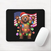 Patriotic Christmas Grizzly Bear Holiday Light San マウスパッド (マウス)