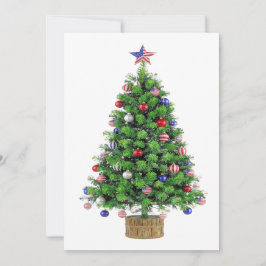Patriotic Christmas Tree red white blue USA pride シーズンカード