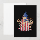 Patriotic Christmas Tree US Flag Retro Merry Chris 招待状 (正面/裏面)