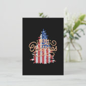 Patriotic Christmas Tree US Flag Retro Merry Chris 招待状 (スタンド正面)