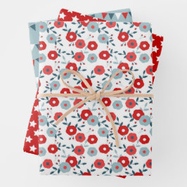 Patriotic Coordinating Print Wrapping Paper Sheets ラッピングペーパーシート