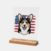 Patriotic Corgi American Flag Vintage Vector Desig アクリルサイン (傾斜)