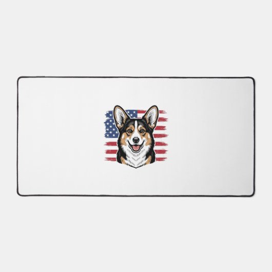 Patriotic Corgi American Flag Vintage Vector Desig デスクマット (正面)