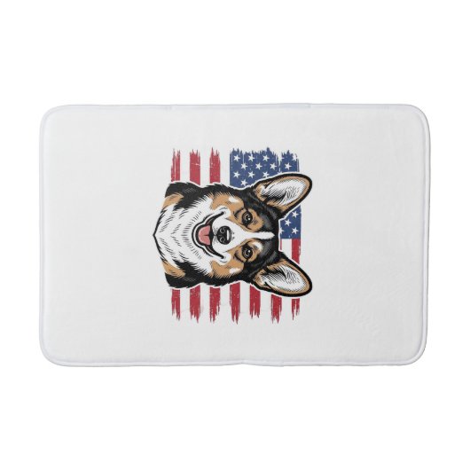 Patriotic Corgi American Flag Vintage Vector Desig バスマット (正面)