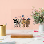 Patriotic Cow Lineup Vintage Vector Shirt Design_1 アクリルサイン (ウェディング)