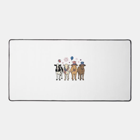 Patriotic Cow Lineup Vintage Vector Shirt Design_1 デスクマット (正面)