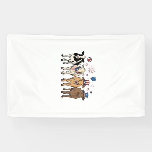 Patriotic Cow Lineup Vintage Vector Shirt Design_1 横断幕 (横)