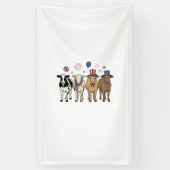 Patriotic Cow Lineup Vintage Vector Shirt Design_1 横断幕 (縦)