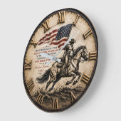 Patriotic Cowboy Abraham Lincoln Quote ラージ壁時計 (傾斜)