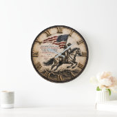 Patriotic Cowboy Abraham Lincoln Quote ラージ壁時計 (ホーム)