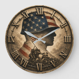 Patriotic Cowboy Rustic USA ラージ壁時計